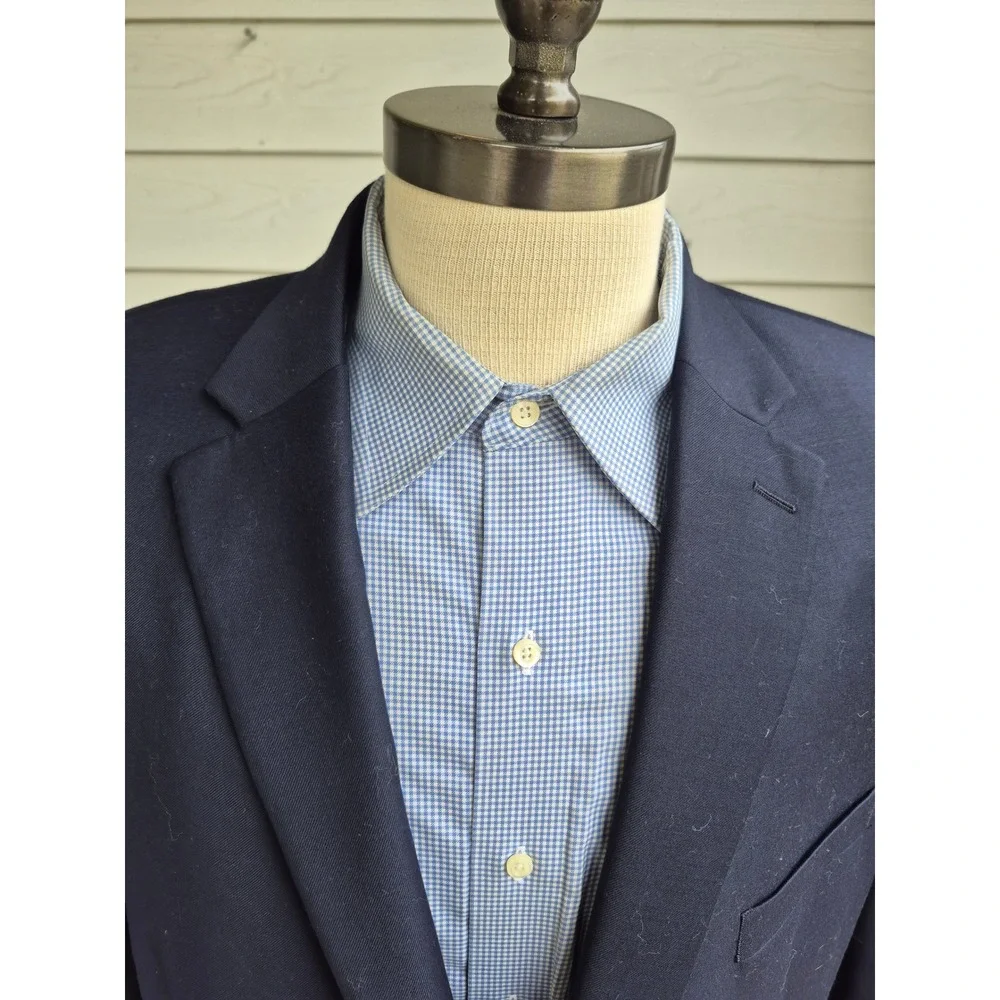 Lauren Ralph Lauren Mens Navy Blue 100% Wool Gold Crest Button‎ Blazer 50R